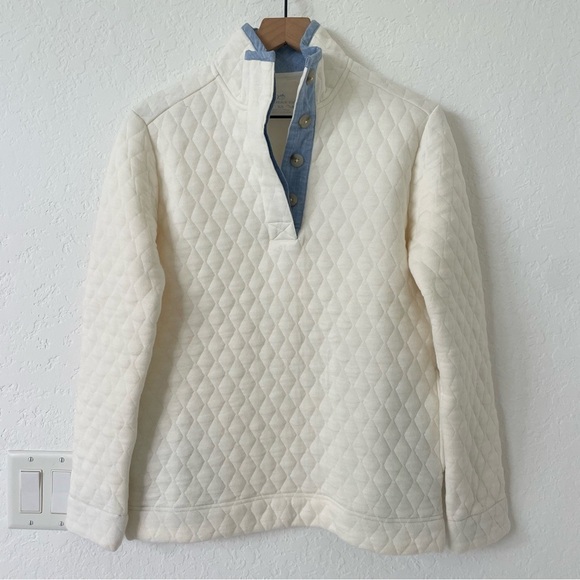 Southern Tide Sweaters - Southern Tide Womens Preppy Quilted Pullover Sweater XS Ivory Classic Coastal
